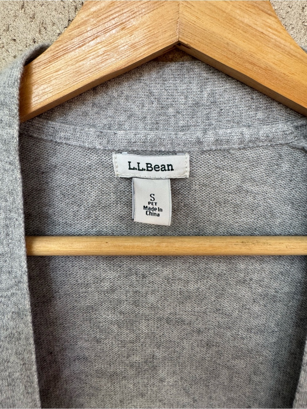 L.L.Bean Cashmere Open Front Cardigan Sweater Gray Longline Pockets Petite Small - Picture 4 of 5